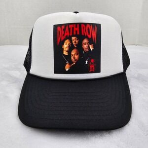 Deathrow Records Vibe Magazine Photo 90s  Black/White Mesh Trucker Snapback Hat
